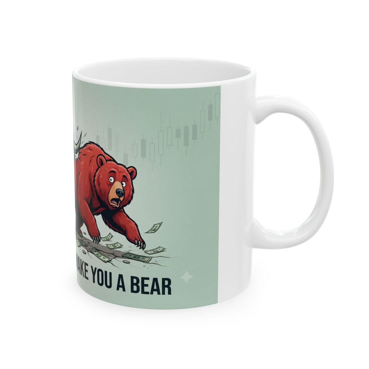 Stock Market Bull vs Bear Ceramic Mug — "No Market Can Make You A" Coffee Cup (11oz/15oz)